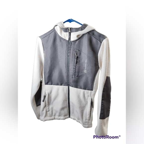 Free Country hoodie jacket small mirco-fleece off white& gray - Picture 7 of 16